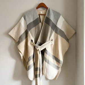Francesca's One-Size-Fits-All Plaid Sweater Wrap Poncho with Belt